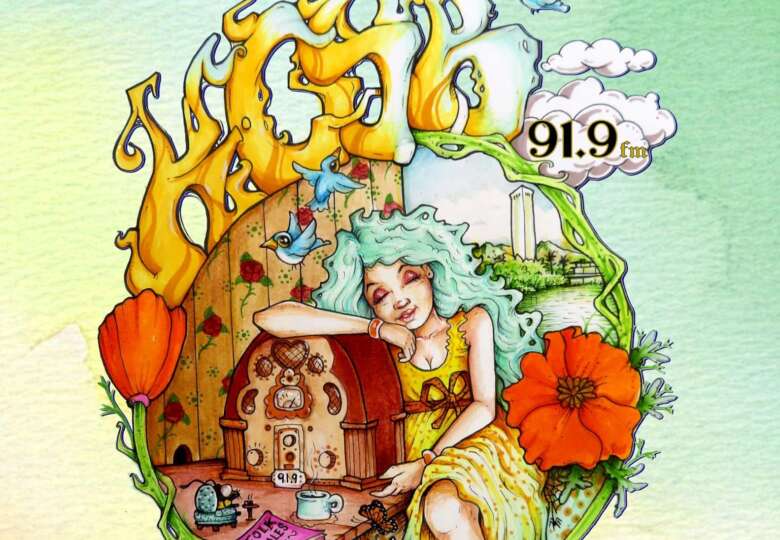 Tribute illustration in honor of longtime KCSB host Rhoda Vestuto